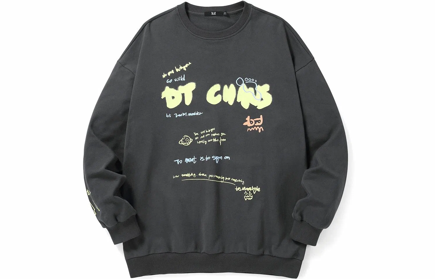 bt Graffiti Print Crewneck Sweatshirt