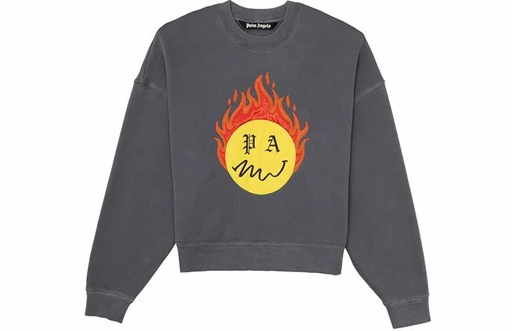 Palm Angels Burning Head Crewneck Sweatshirt Grey