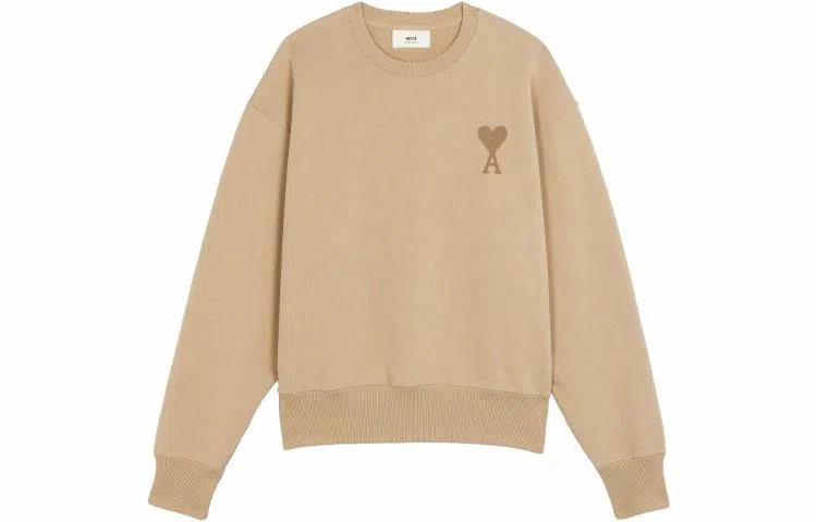 AMIPARIS De Coeur Logo Crewneck Beige