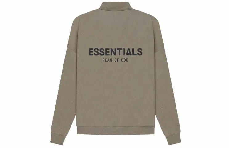 Fear of God Essentials SS21 Mockneck Half Zip Taupe Logo