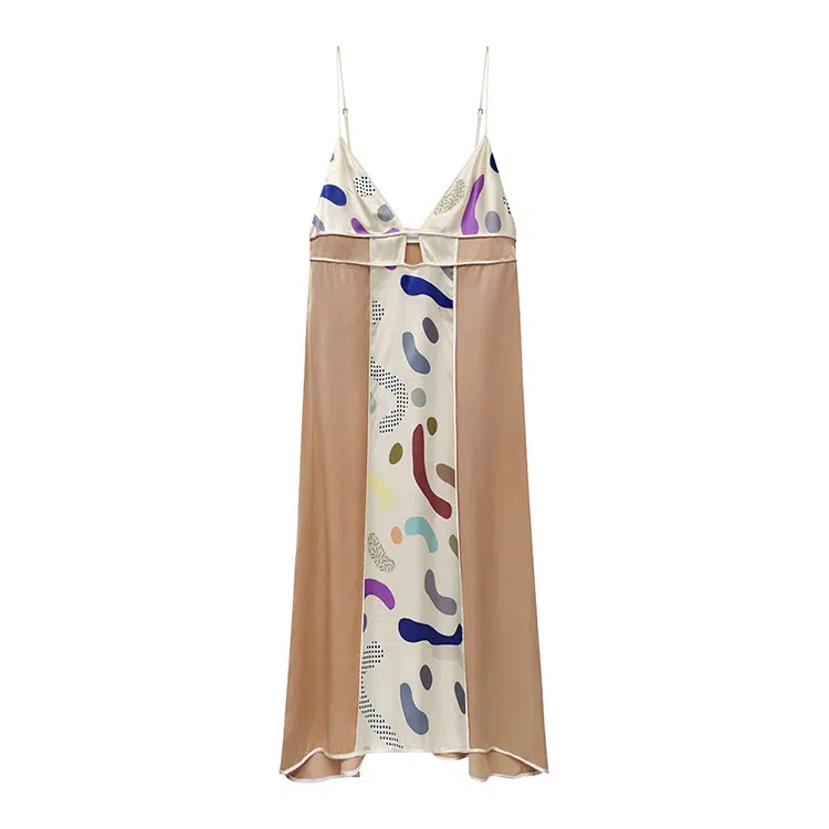 桑罗 亲肤凉感透气无袖吊带睡裙 女款 栗壳棕