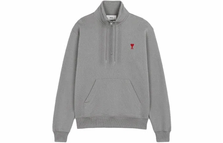 AMIPARIS FW21 Logo Zip Sweatshirt Grey