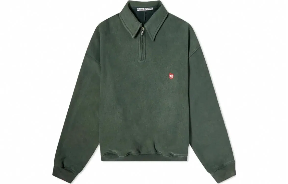 Alexander Wang SS23 Logo Half-Zip Sweatshirt Green