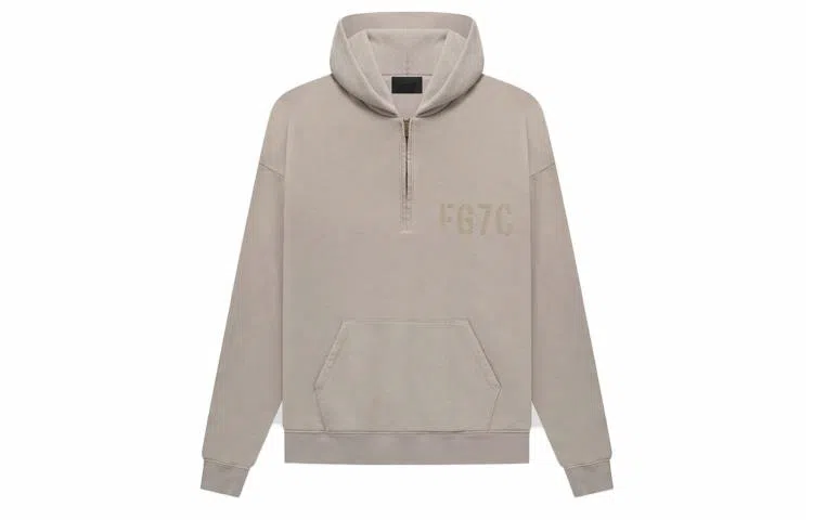 Fear of God Long Sleeve Half Zip Hoodie Vintage Paris Sky FG7C Logo