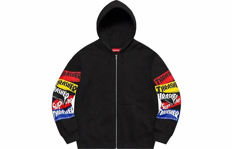 Supreme x Thrasher Multi Logo Zip Up Hooded Sweatshirt
