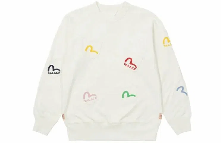 PALACE x EVISU FW21 Multi Pocket Crew Egret Logo