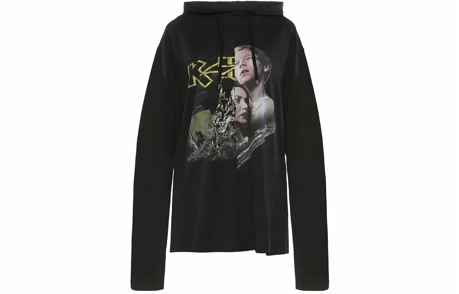 Vetements Logo Print Oversized Hoodie Black