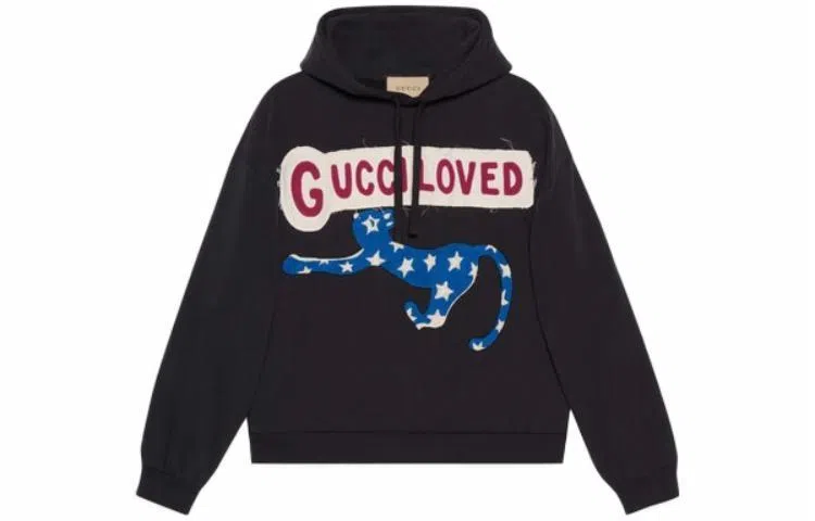 GUCCI SS23 Loose Hoodie Geometric Pattern Black