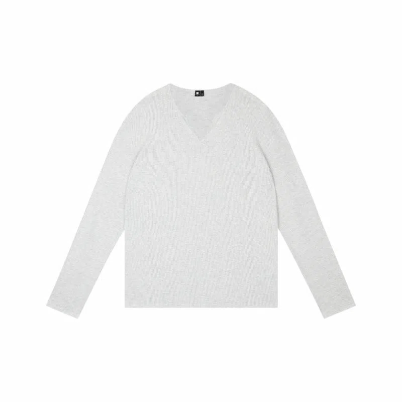 ONE UP V-Neck Waffle Long Sleeve Tee