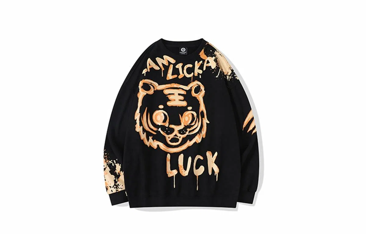 LAMLICKA Tiger Graffiti Print Sweatshirt