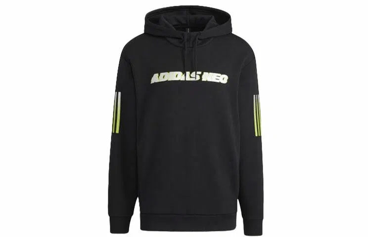 adidas neo Logo Print Hoodie Black