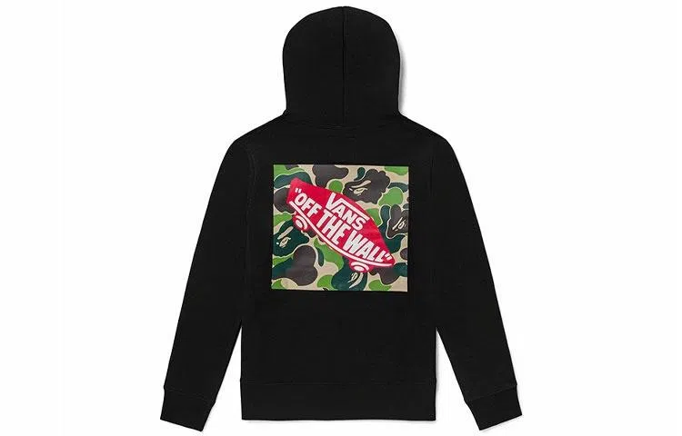 Vans x BAPE Logo Print Hoodie Black