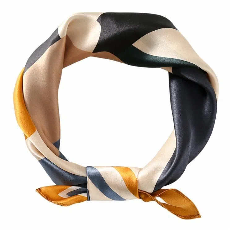 恒源祥 时尚真丝缎面小方巾顺滑丝质光感桑蚕丝围巾百搭优雅 丝巾 女款