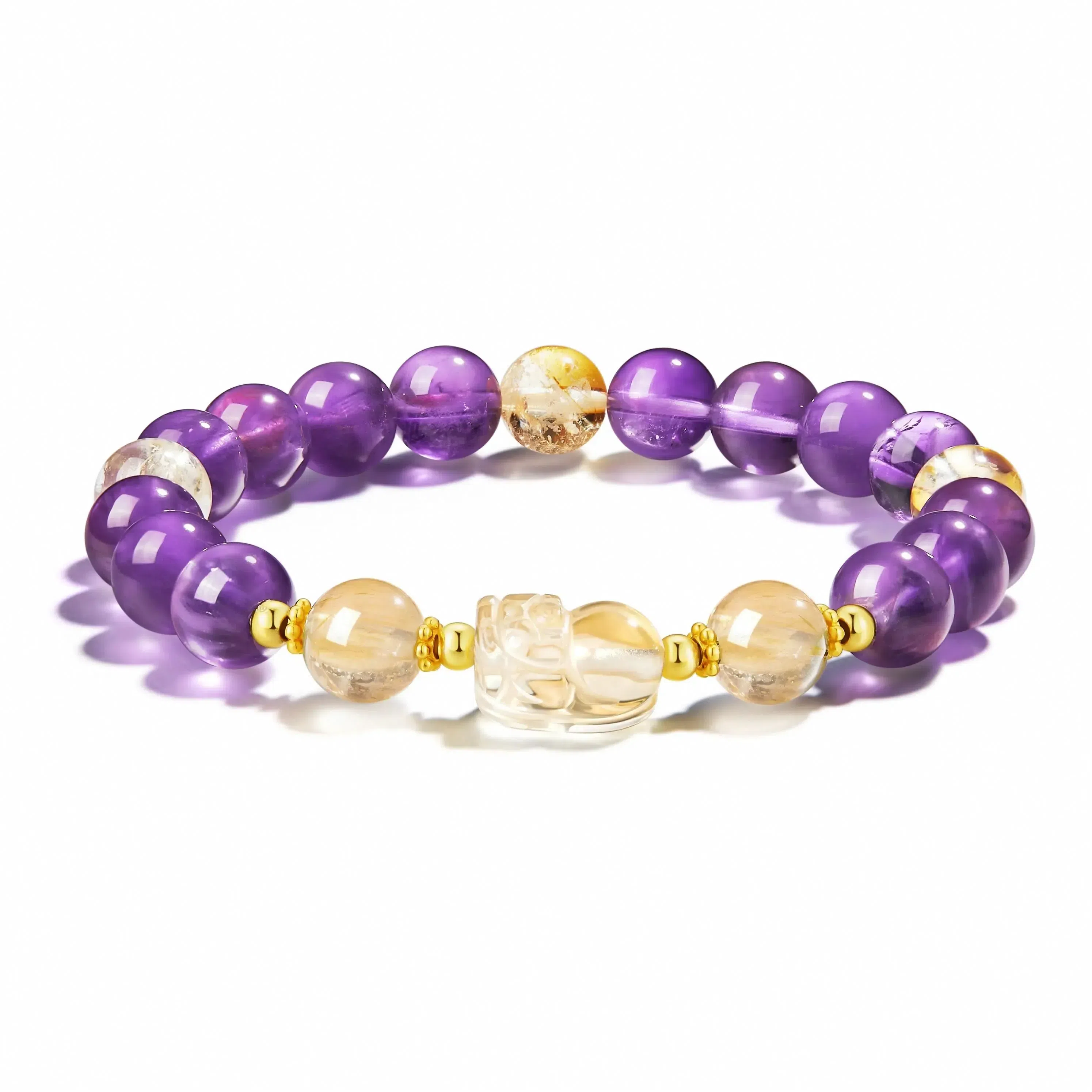 阿梵尼 财源广进 新中式貔貅国潮招财纳福 财源滚滚小众轻奢设计简约百搭复古好运天然 紫水晶 手串 女款