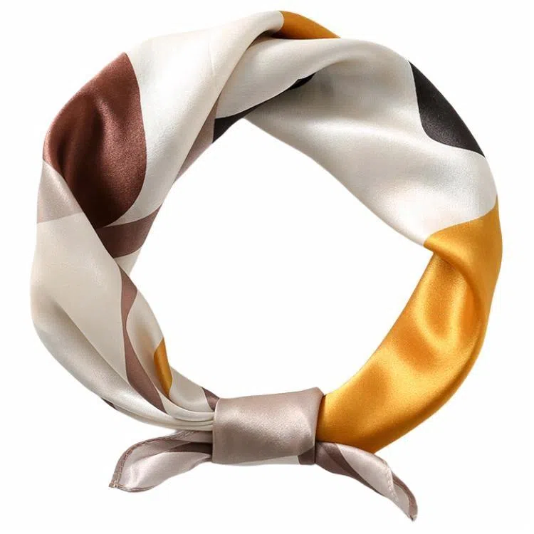 恒源祥 时尚真丝缎面小方巾顺滑丝质光感桑蚕丝围巾百搭优雅 丝巾 女款