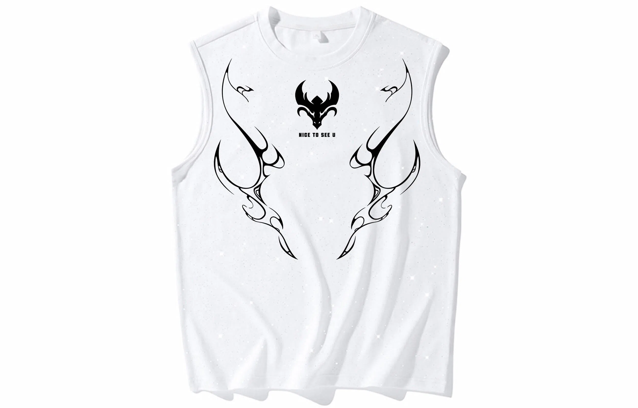 王者荣耀 东方元素大龙字母印花满天星宽松休闲百搭高街纯棉无性别中国风圆领无袖背心 男女同款