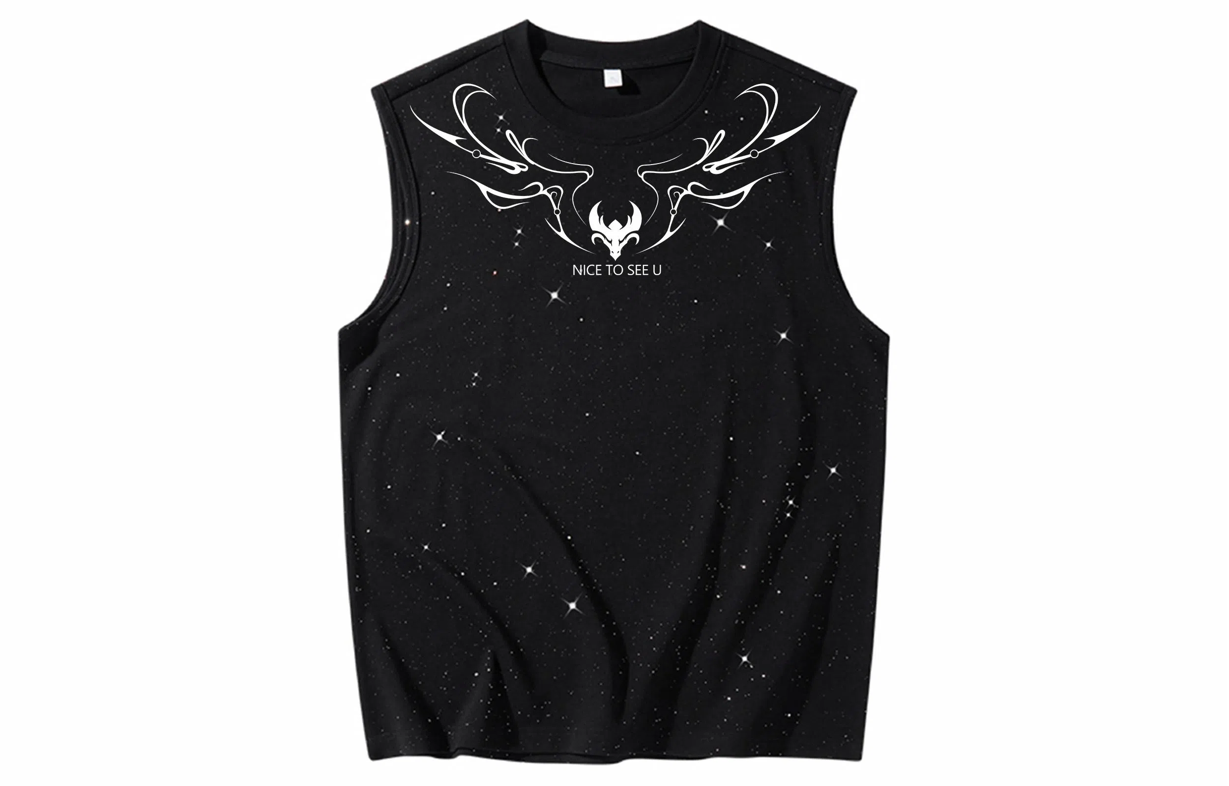 王者荣耀 东方元素大龙字母印花满天星宽松休闲百搭高街纯棉无性别中国风圆领无袖背心 男女同款