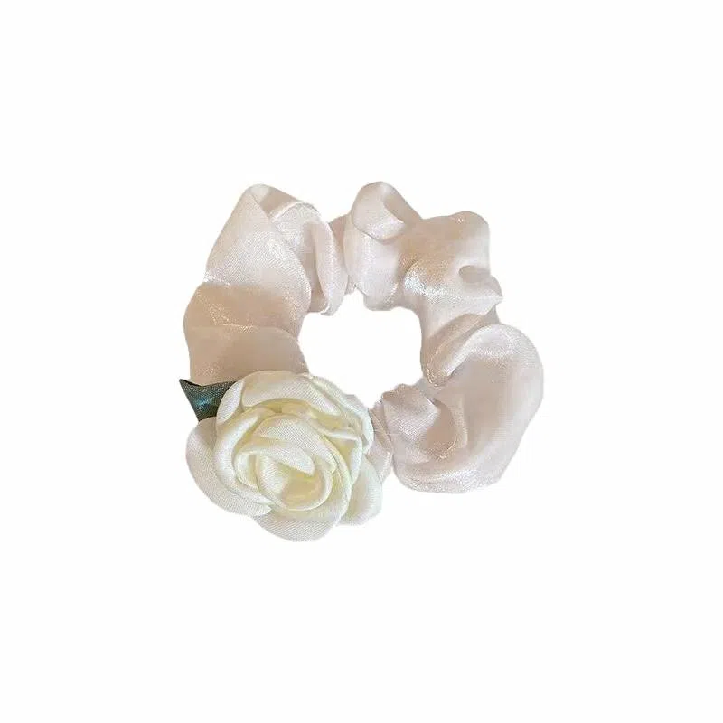 蒙妮 森系山茶花大肠 布料 头绳 男女同款情侣款