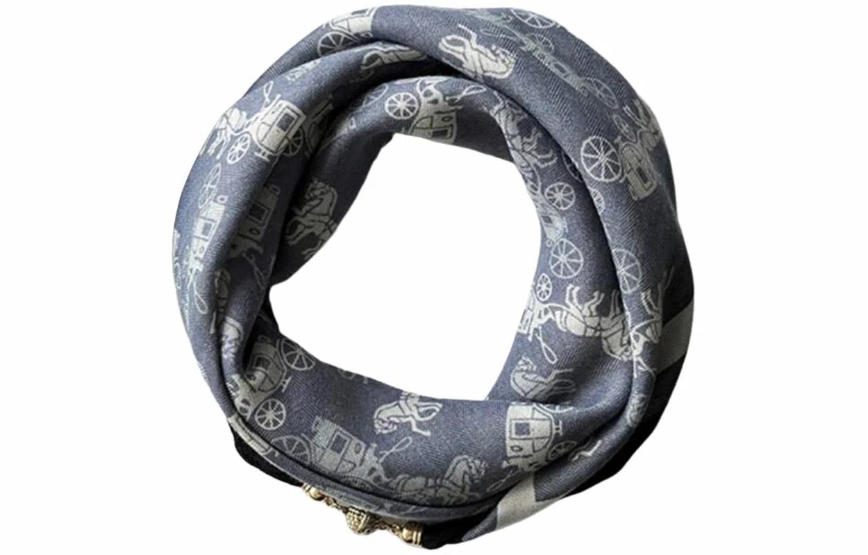 优幽兰 时尚百搭高级感护颈保暖方巾设计感磁扣小领巾韩版高档减龄气质优雅懒人薄搭配连衣裙西装衬衫 聚酯纤维 女款