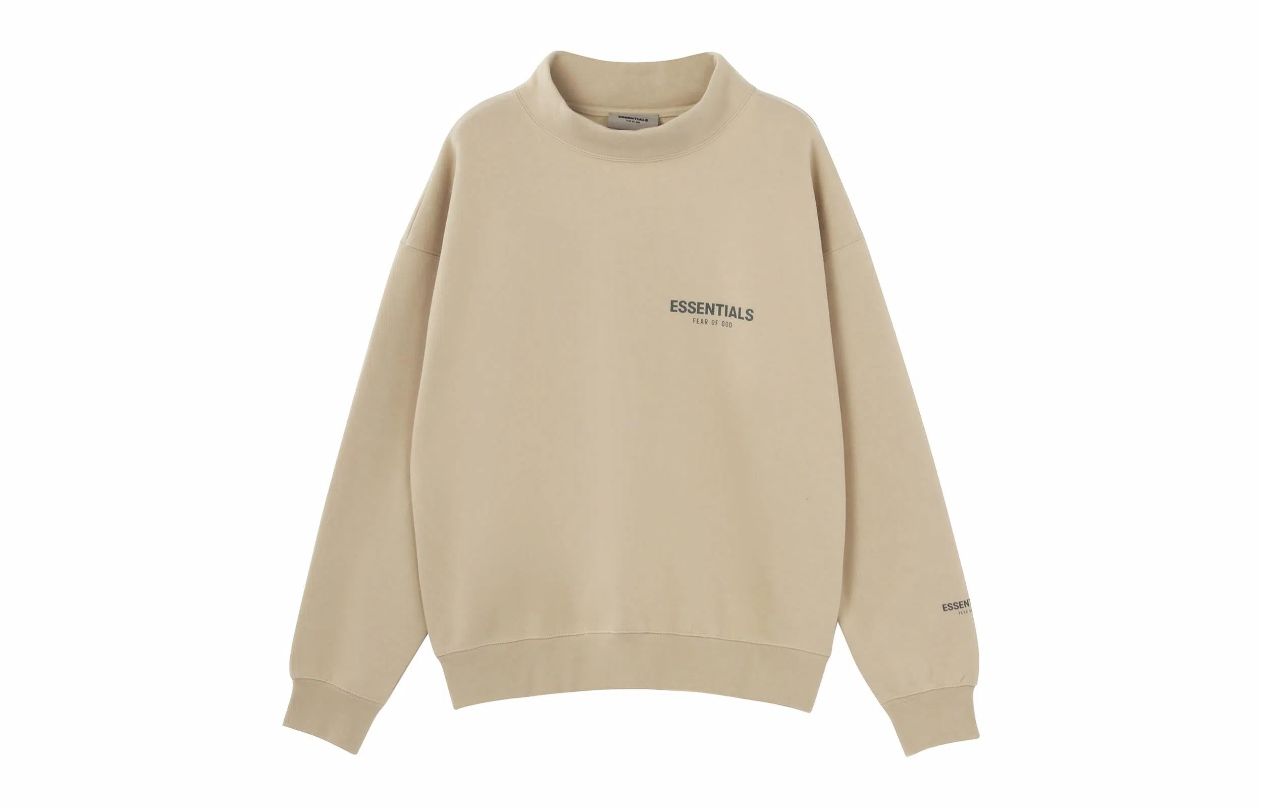 Fear of God Essentials FW21 Mock Neck Sweatshirt BeigeLinen Logo
