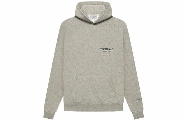 Fear of God Essentials FW21 Pullover Hoodie Dark Heather Oatmeal Logo