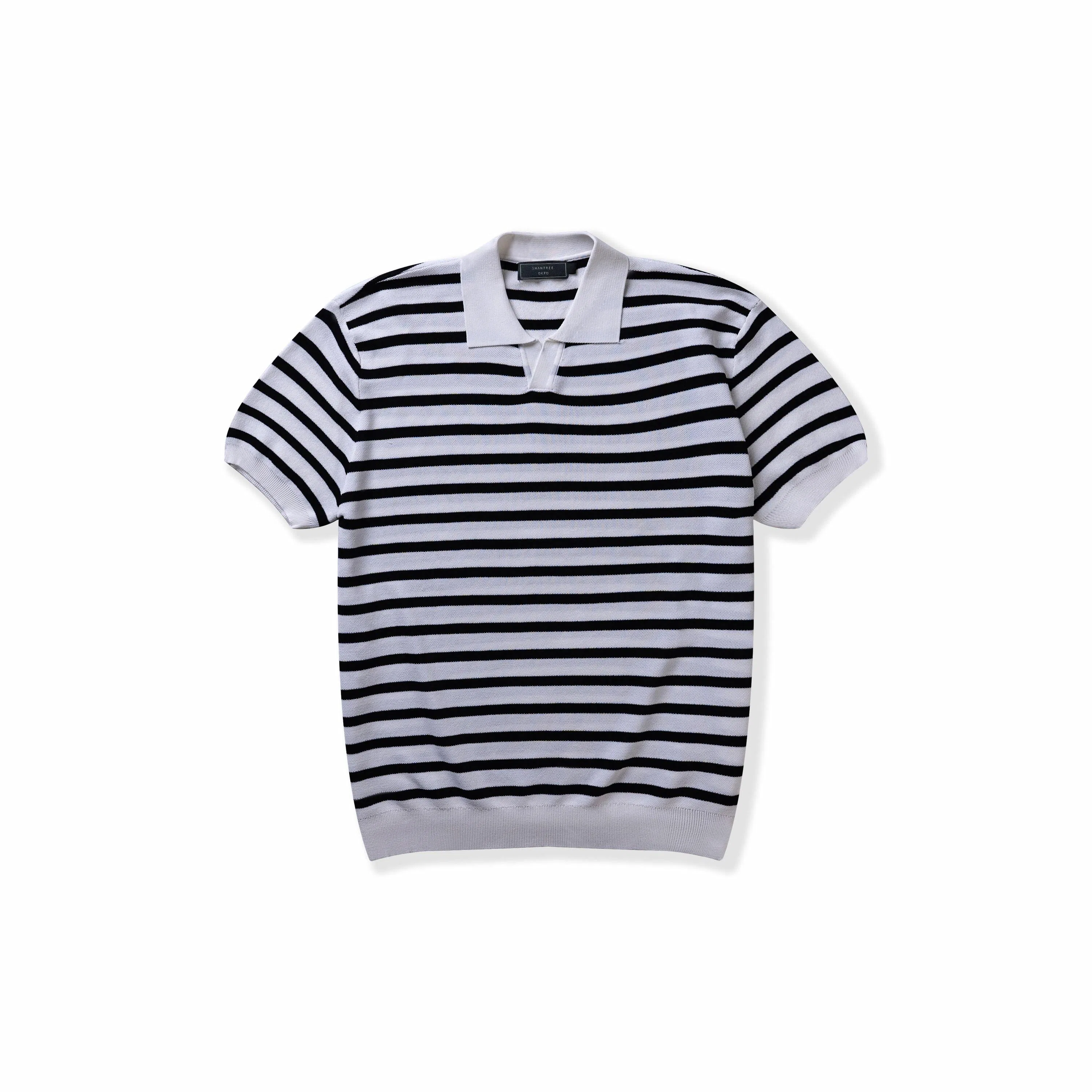 SHANTREE Casual Knit Tee White Stripe