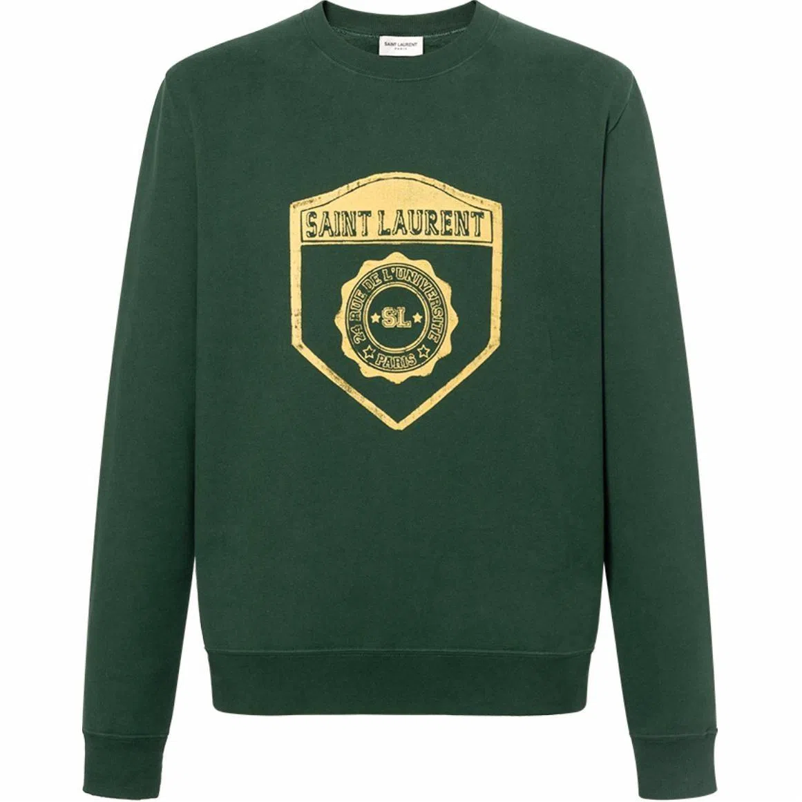 Saint Laurent SS22 Letter Print Crewneck Sweatshirt Green
