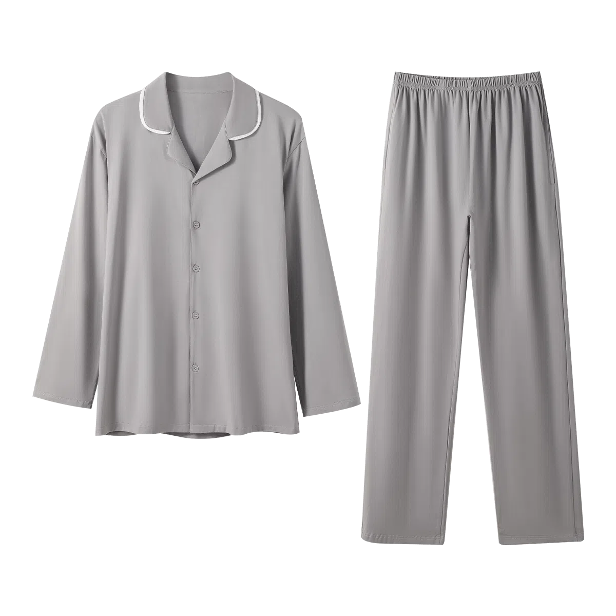 欧迪芬 柔软舒适贴合肌肤时长袖长裤睡衣套装 男款 灰色