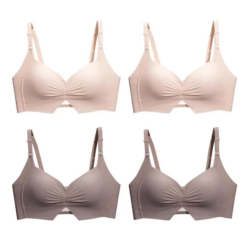 棉基因 简约防滑侧收副乳全罩杯无痕大胸显小防下垂薄款聚拢文胸 女款 组合装