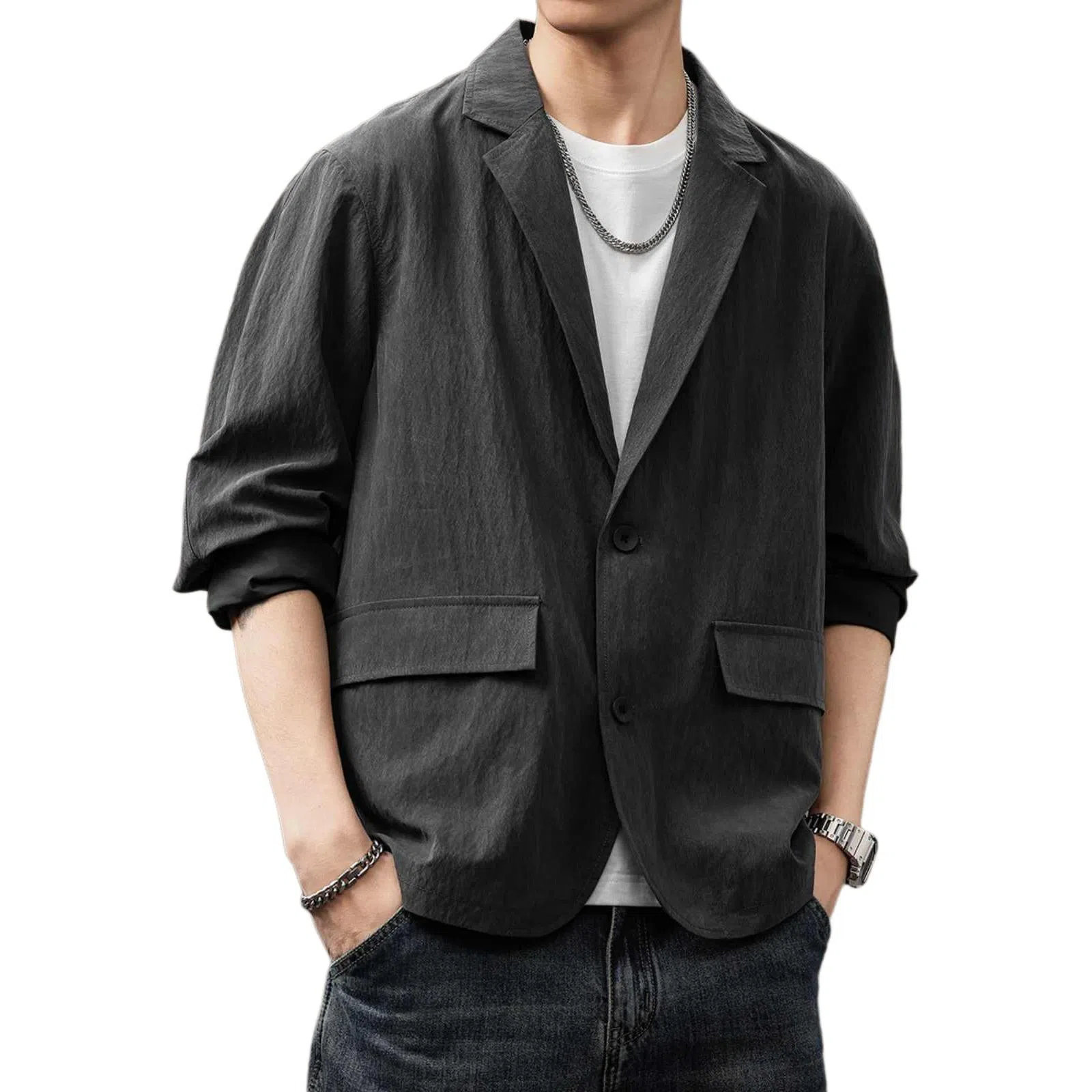 贵色 休闲纯色单排扣西装 男款