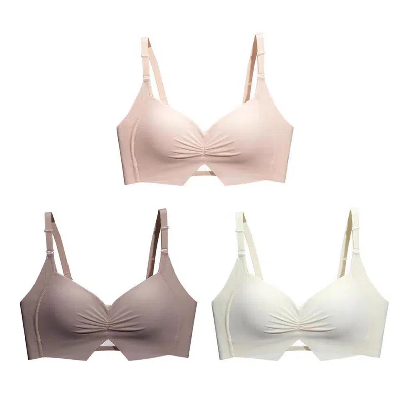 棉基因 贴合简约防滑侧收副乳全罩杯无痕大胸显小薄款防下垂聚拢文胸 女款 组合装
