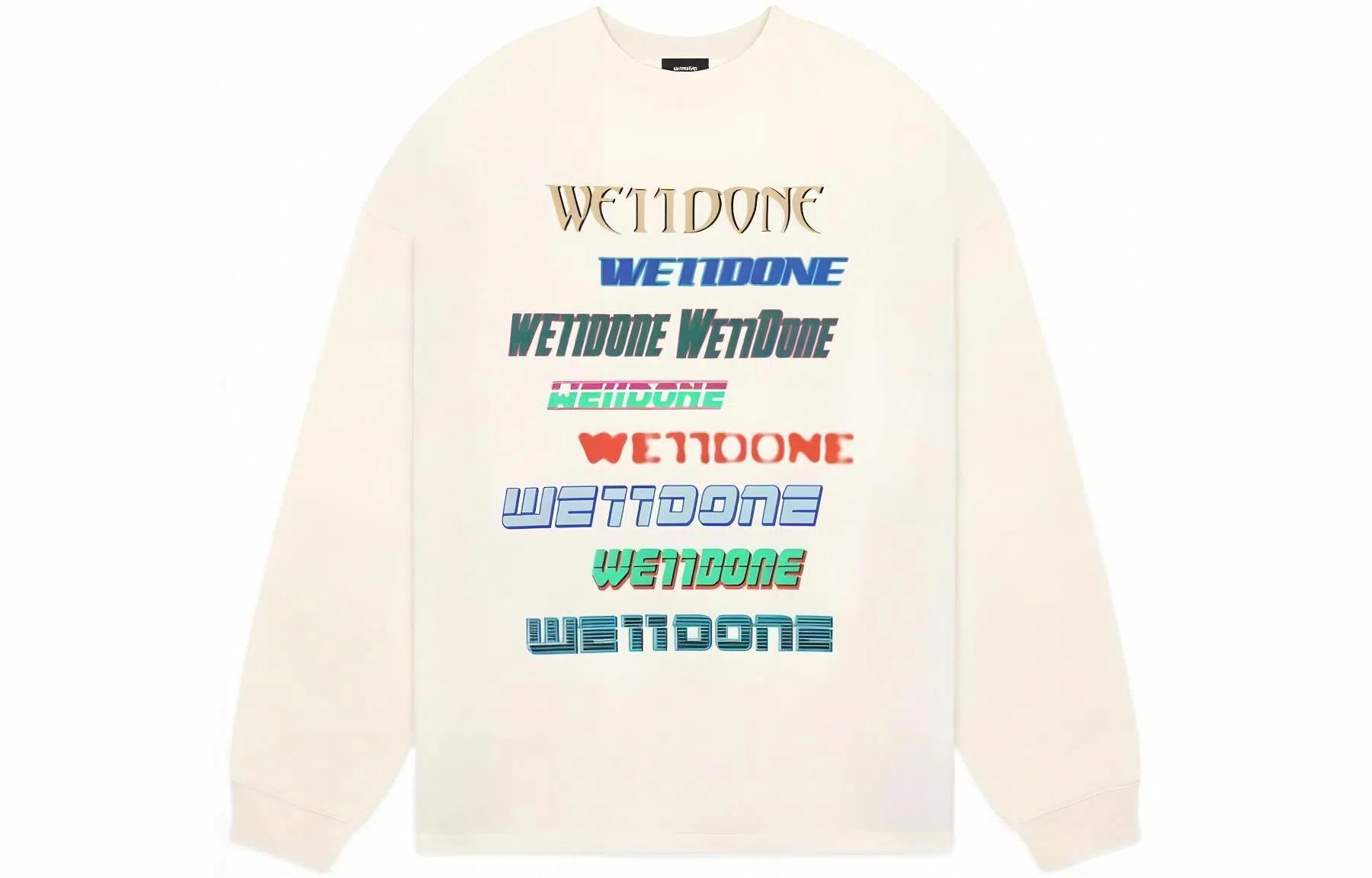 WE11DONE Logo Print Rainbow Crewneck Sweatshirt