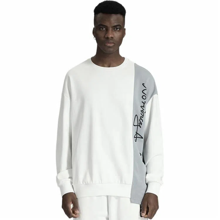 NORVINCY Letter Print Colorblock Crewneck Sweatshirt