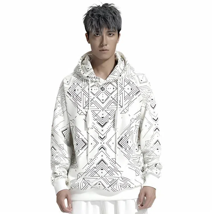 NORVINCY Geometric Print Hoodie