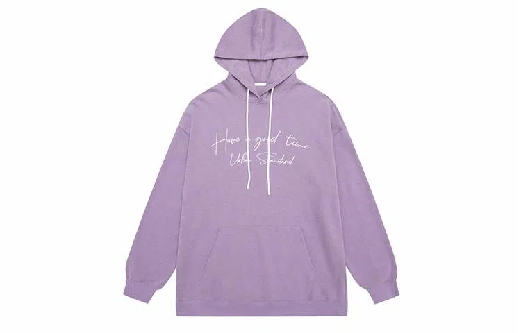 URBAN STANDARD Letter Embroidered Hoodie Purple