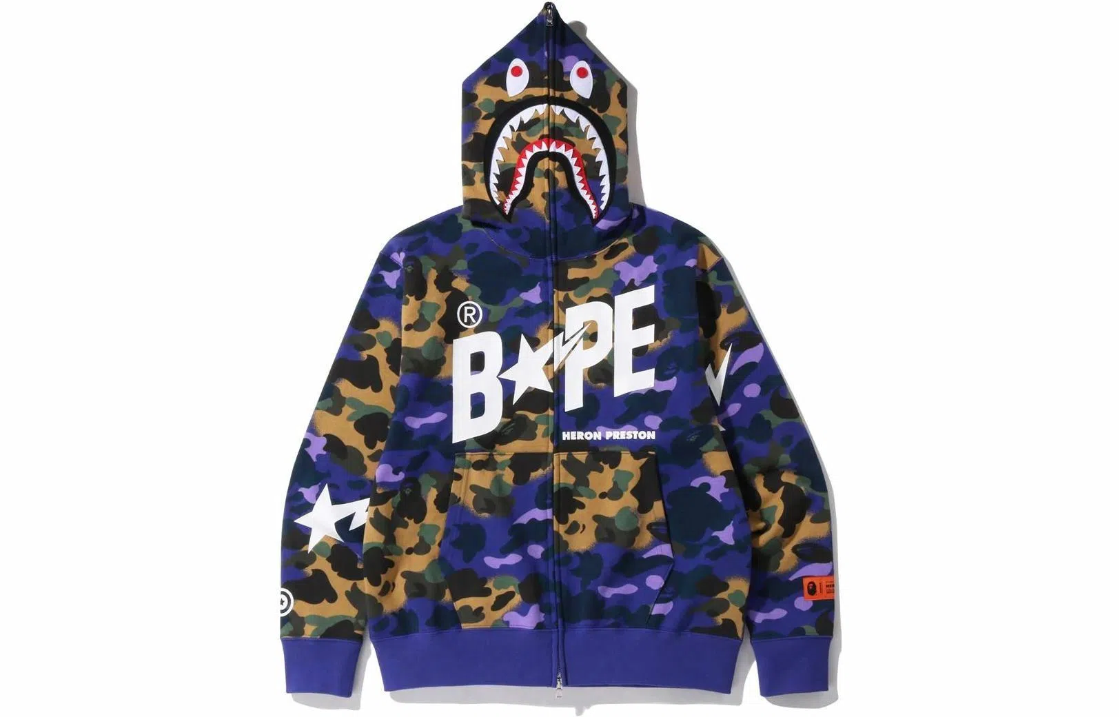 BAPE x Heron Preston Camo Shark Logo Zip Hoodie