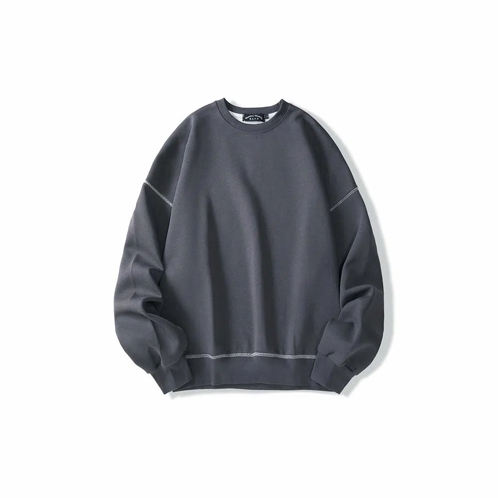 我是大卫 基础款简约韩版不规则圆领打底外套宽松卫衣 男女同款