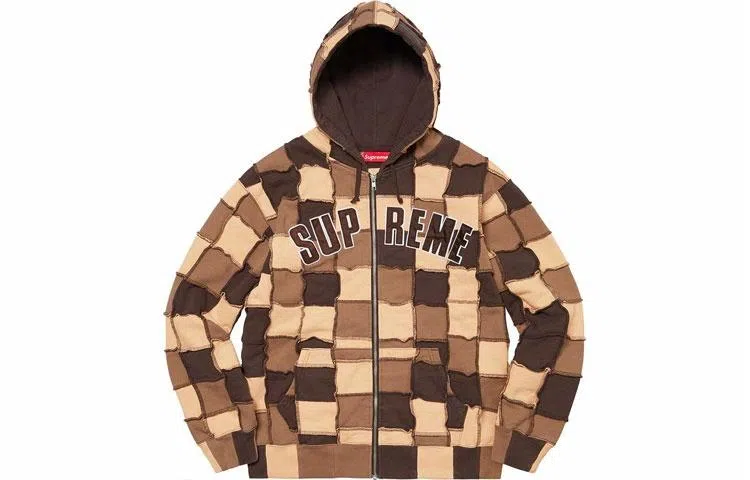 Supreme SS22 Week 17 Reverse Patchwork Zip Up Hooded Sweatshirt