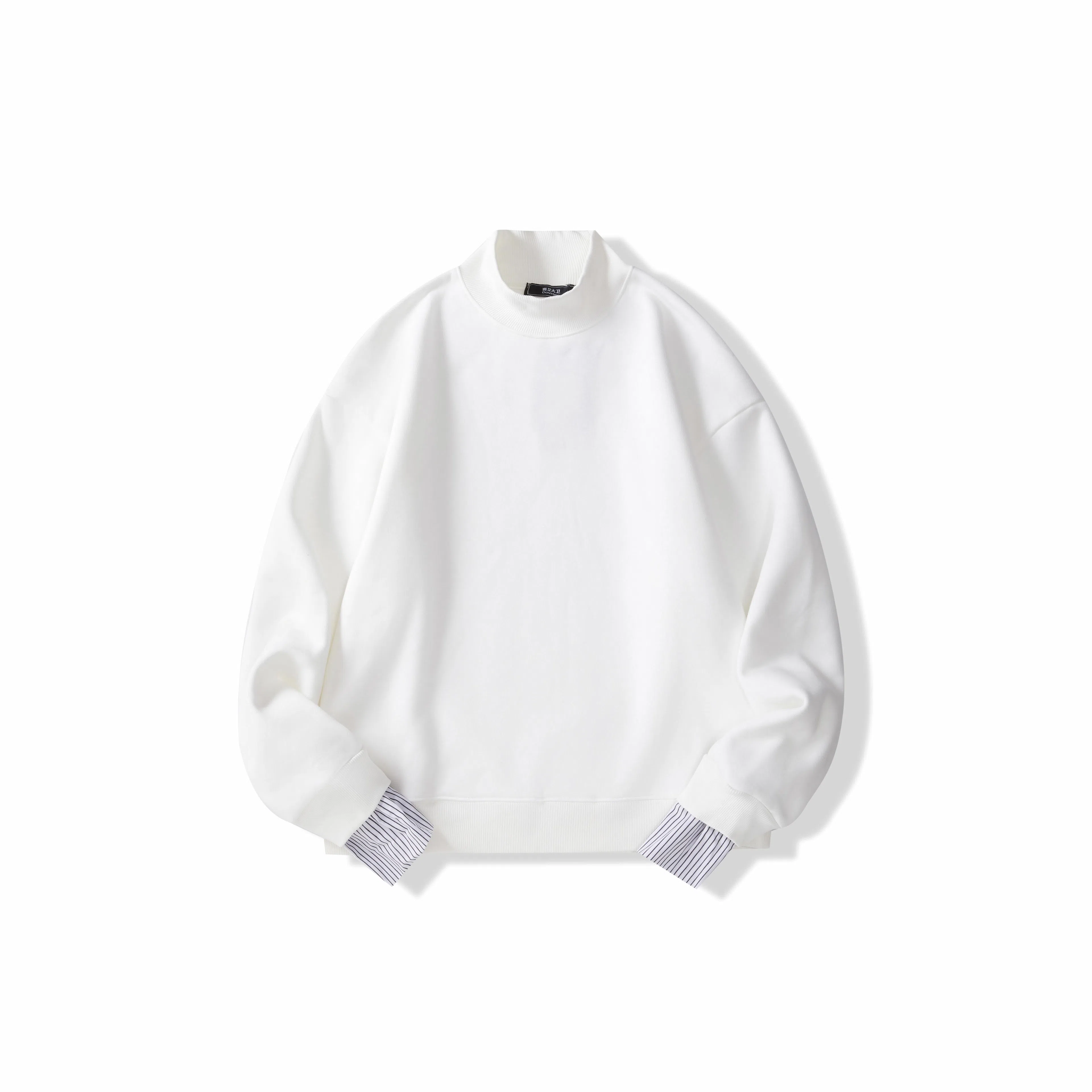 我是大卫 韩版拼接袖口基础潮流打底慵懒感半高领卫衣 男女同款