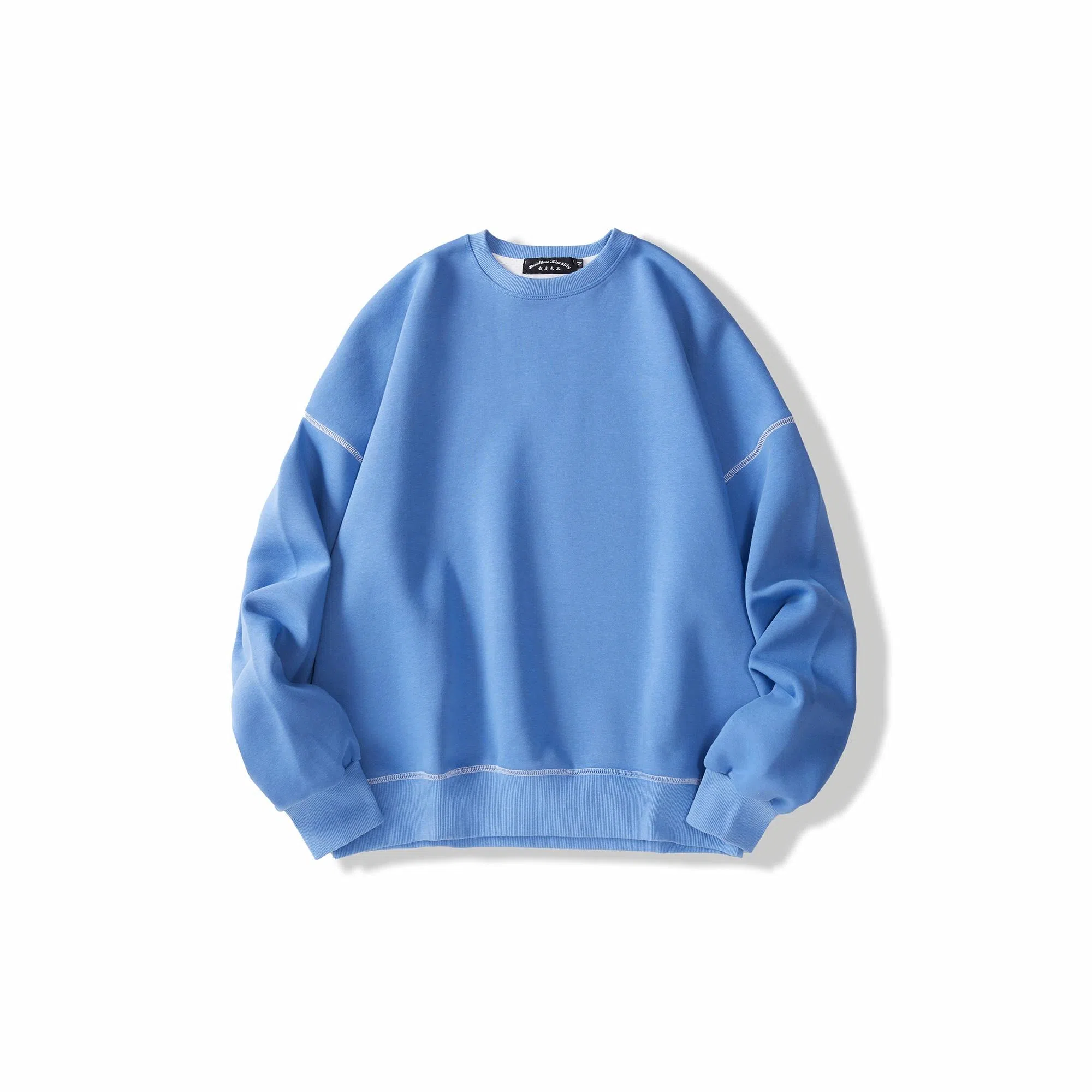 我是大卫 基础款简约韩版不规则圆领打底外套宽松卫衣 男女同款