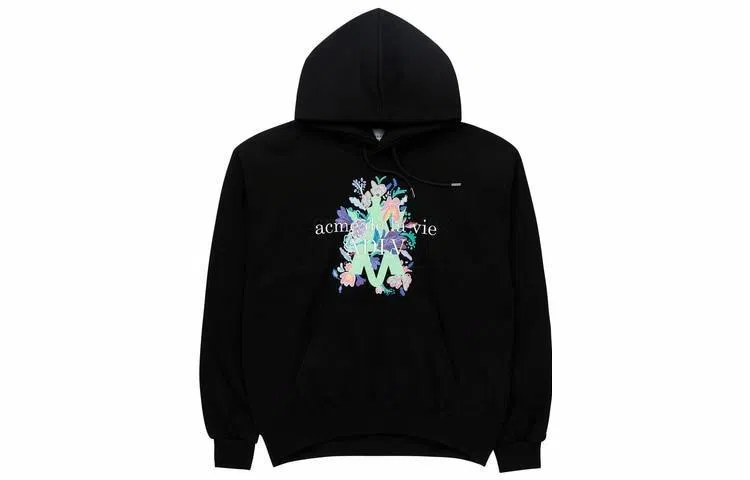 acme de la vieADLV A Logo Emblem Flower Essential Hoodie Black Logo