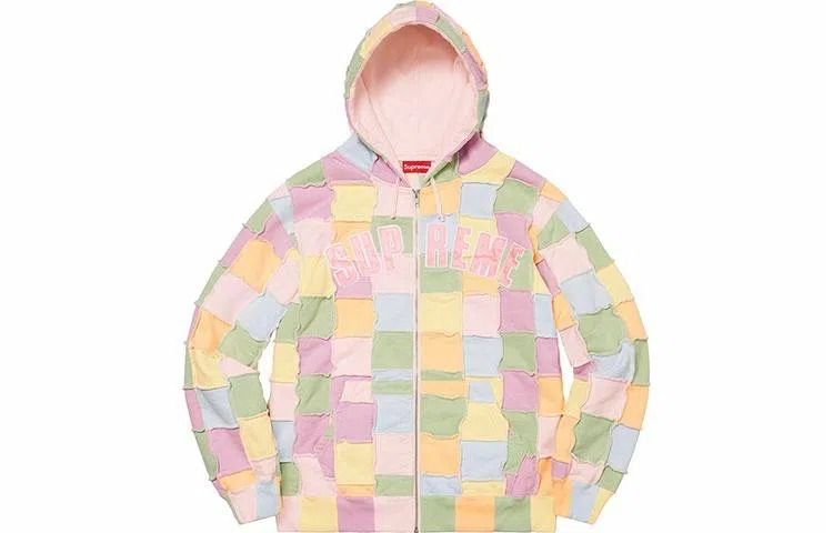 Supreme SS22 Week 17 Reverse Patchwork Zip Up Hooded Sweatshirt