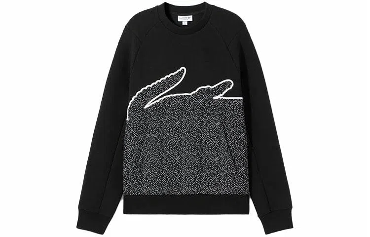 Lacoste SS22 Big Croc Crewneck Sweatshirt Black