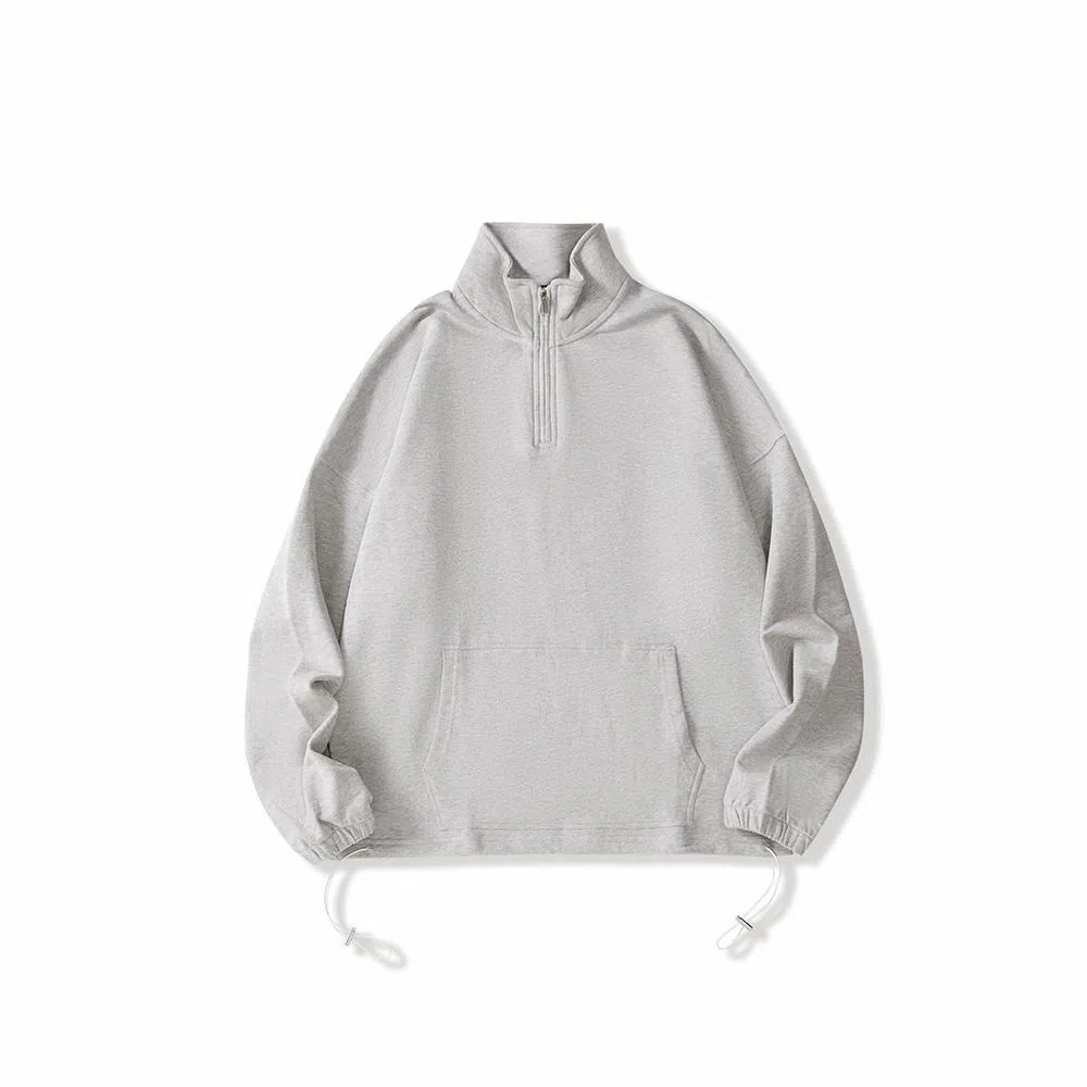 我是大卫 半开襟基础款韩系打底百搭口袋纯色简约卫衣 男女同款