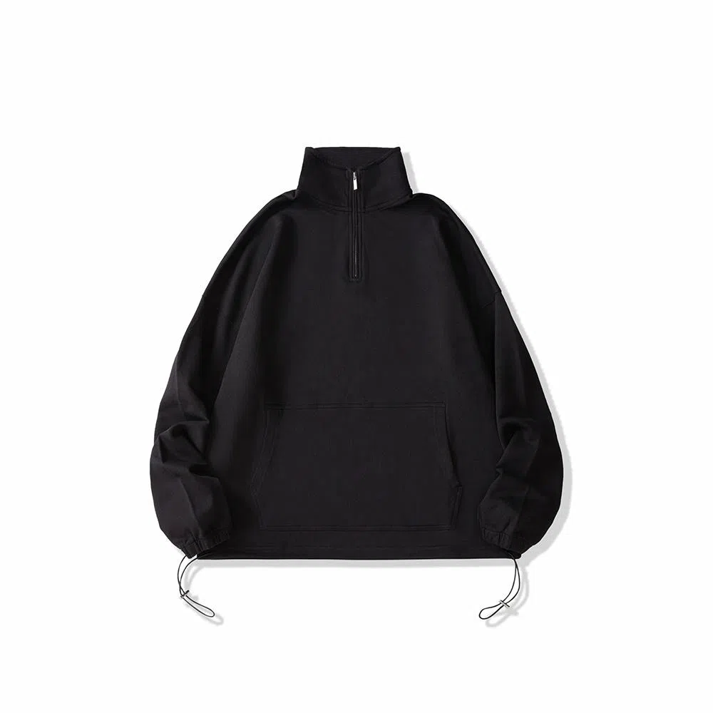 我是大卫 半开襟基础款韩系打底百搭口袋纯色简约卫衣 男女同款