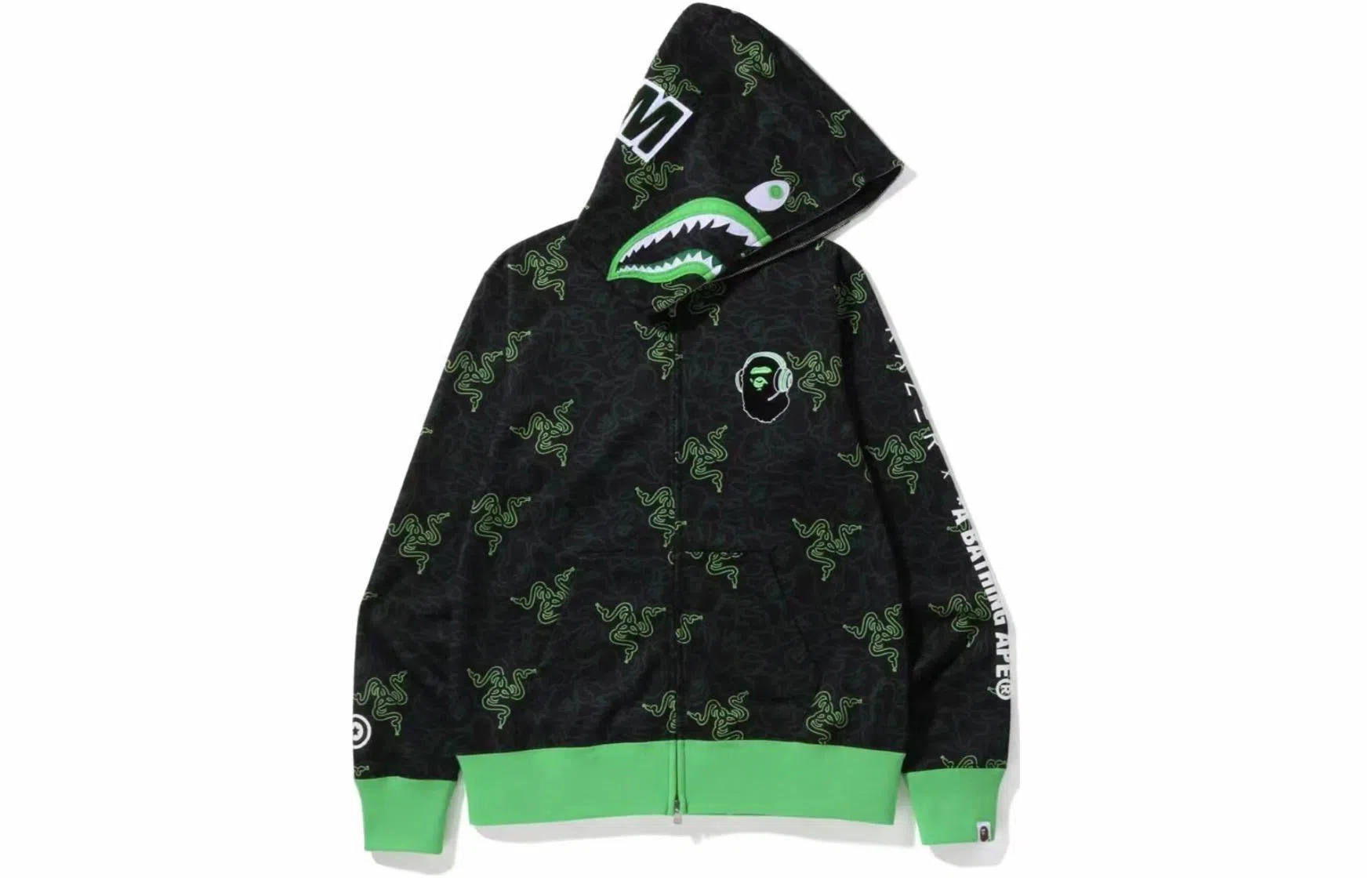 BAPE x Razer Neon Camo Shark Hoodie