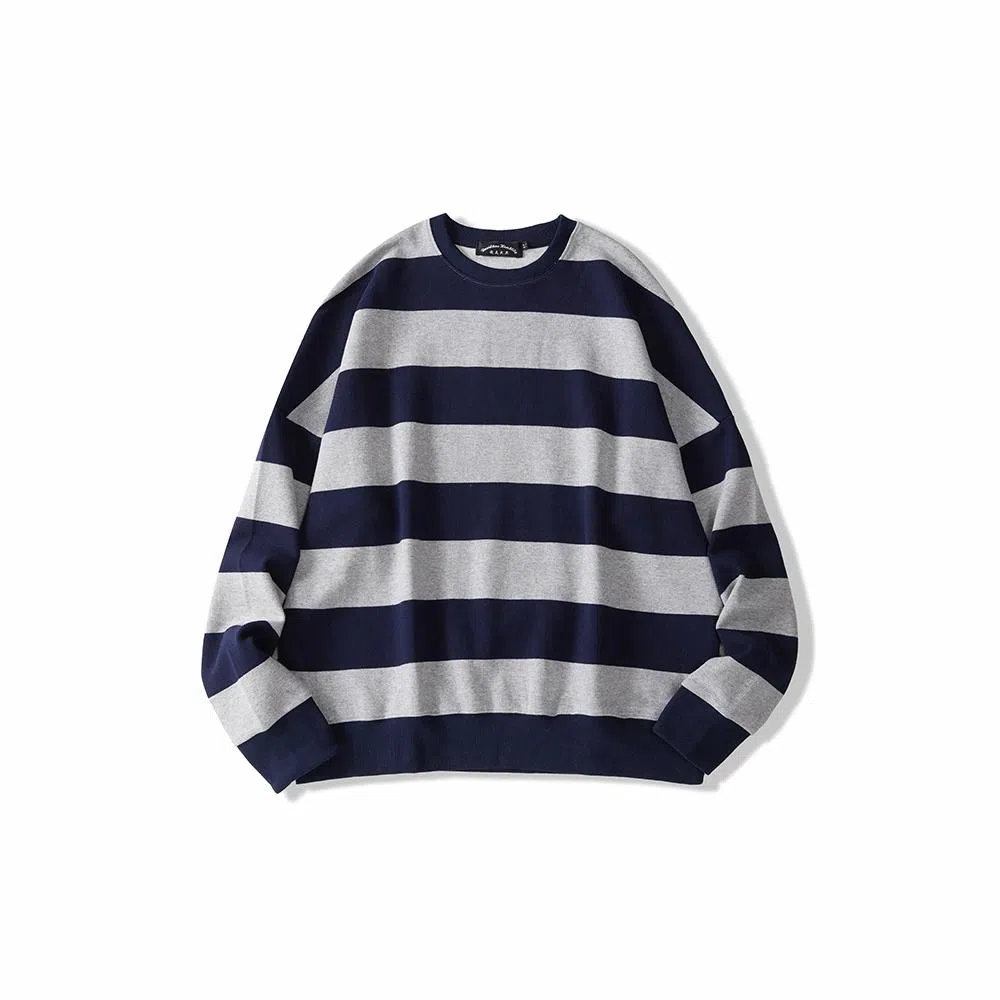 我是大卫 撞色拼接韩版基础款横条条纹潮流宽松卫衣 男女同款