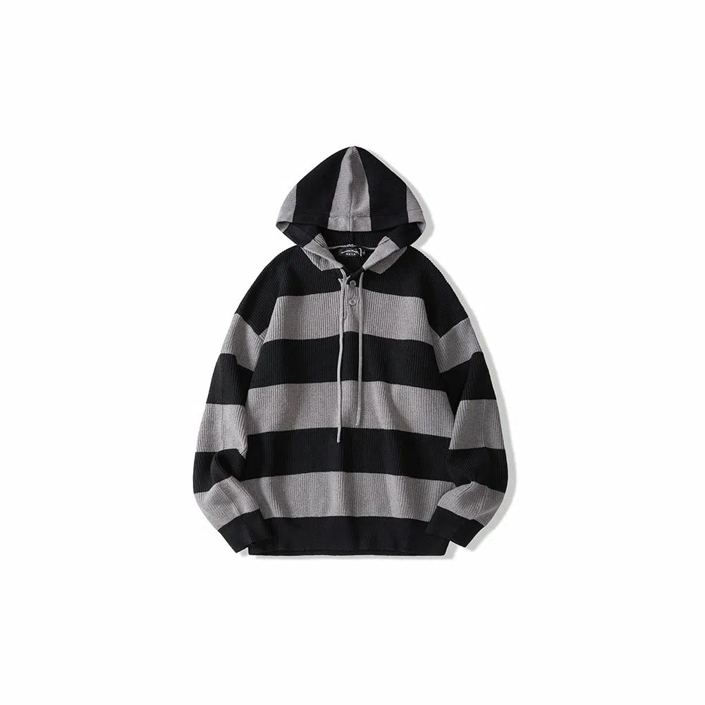 我是大卫 撞色复古拼色条纹宽松高级感拼接韩版卫衣 男女同款