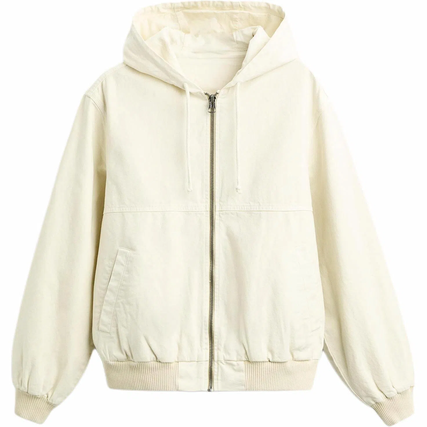 ZARA Dyed Effect Zip Hoodie Jacket Oyster White
