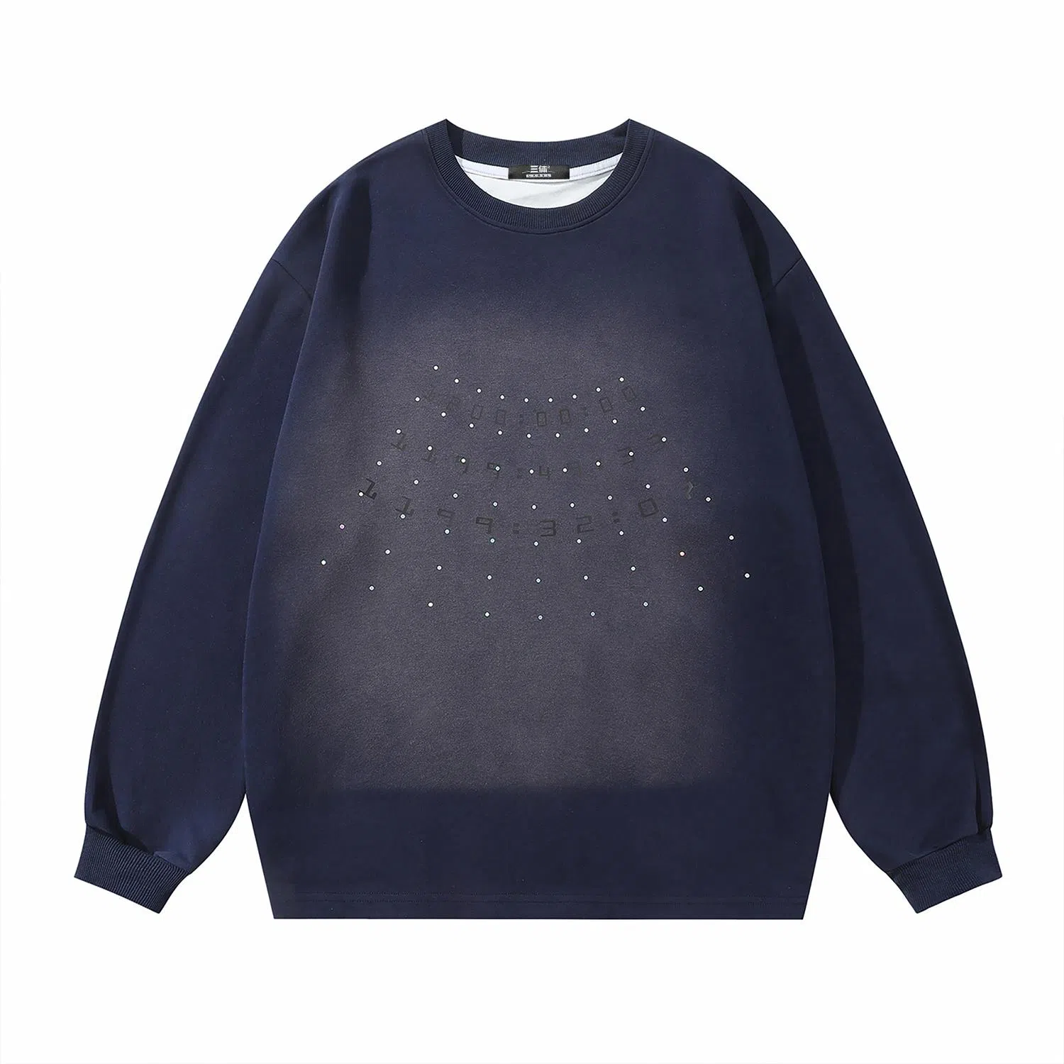 三体  幽灵倒计时系列美式复古经典雷射片撞色渐变休闲简约字母印花重磅基础宽松套头圆领长袖卫衣 男女同款